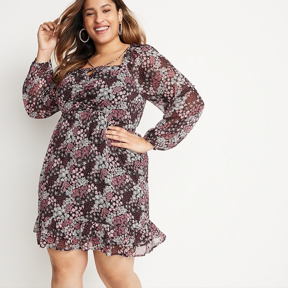 Maurices Floral Keyhole Front Skater Dress